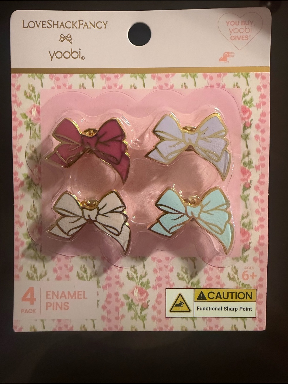 LoveShackFancy Bow Enamel Pins - Dark Pink, Purple, Light Pink, Blue